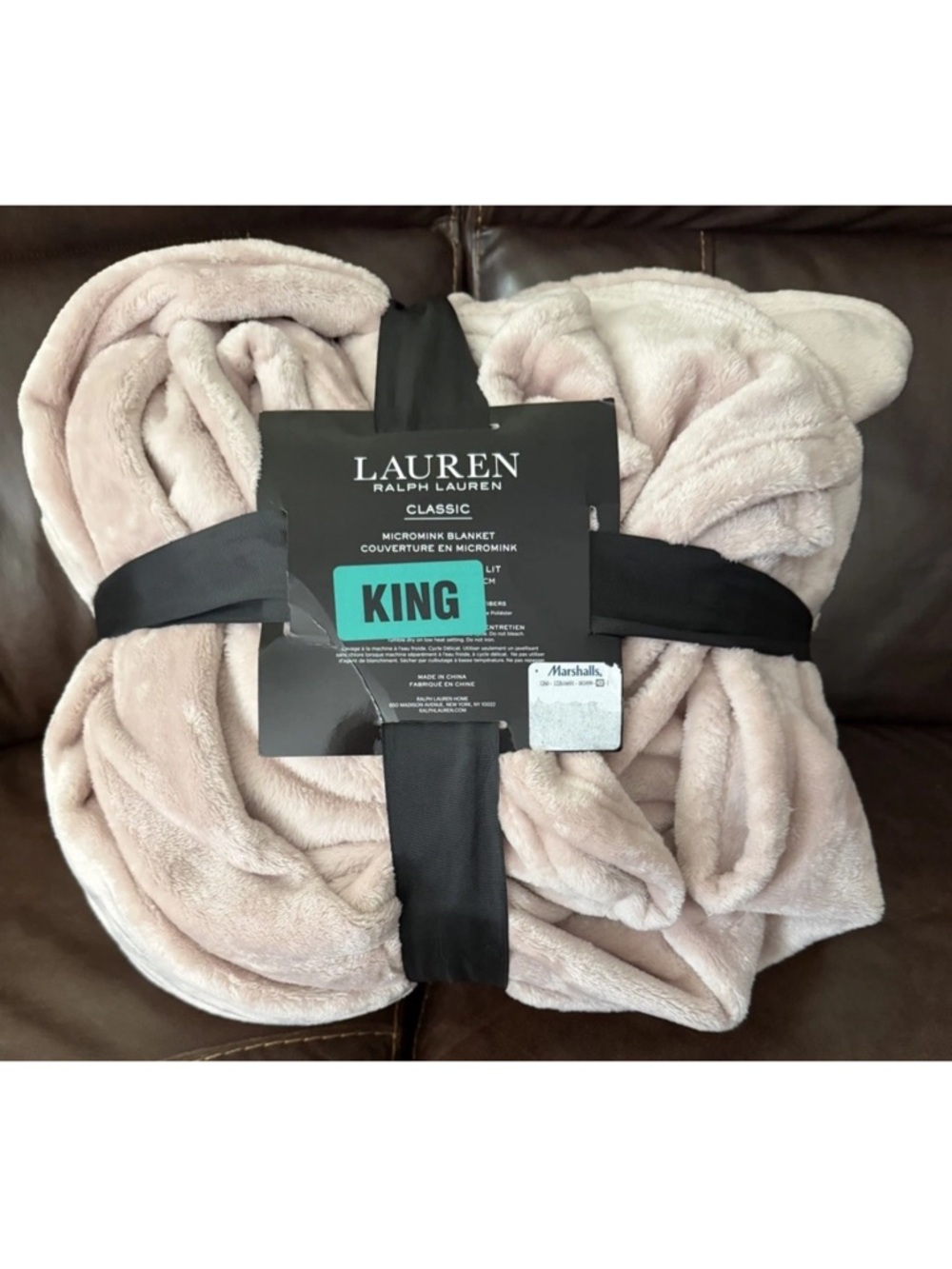 Lauren Ralph Lauren Classic Micromink Polyester King Blanket Blush Pink Soft